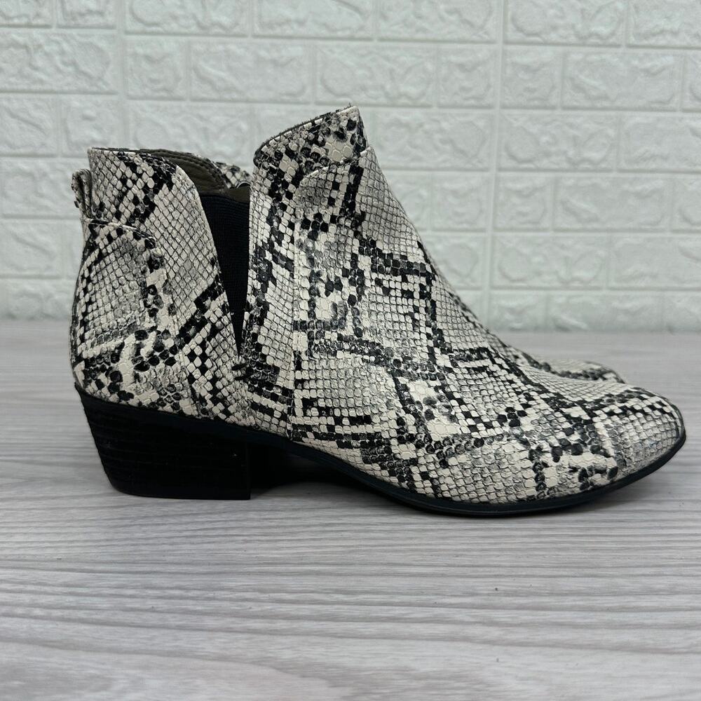 Circus Sam Edelman Pipper Ankle Bootie Sz 8.5 Ivory Black Faux Snakeskin Leather